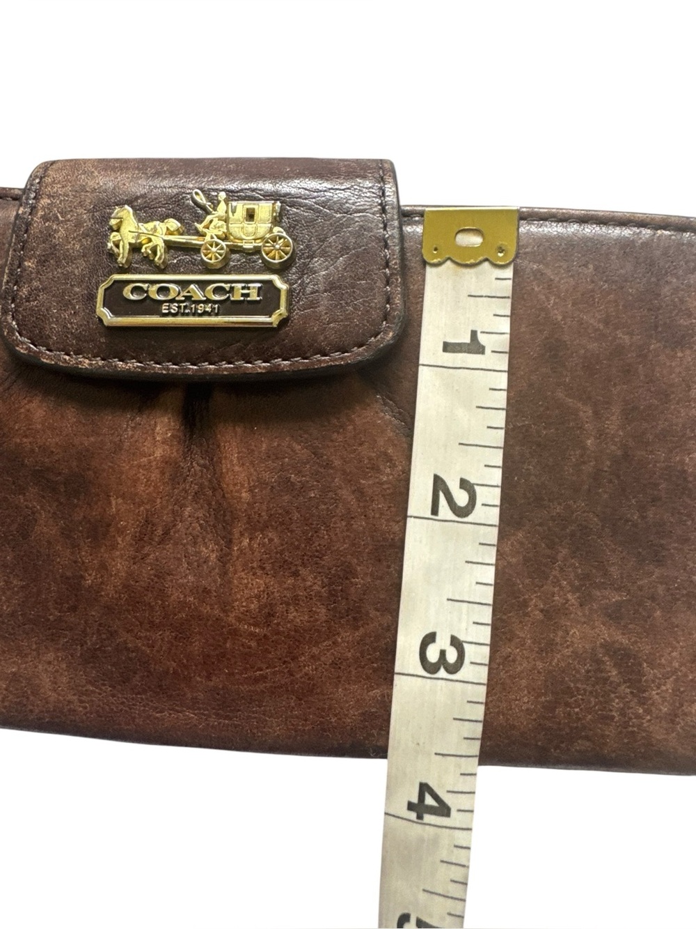 Coach Madison Brown Leather Wallet Gold Horse & Carriage Pink Interior **FAIR** - Picture 5 of 10